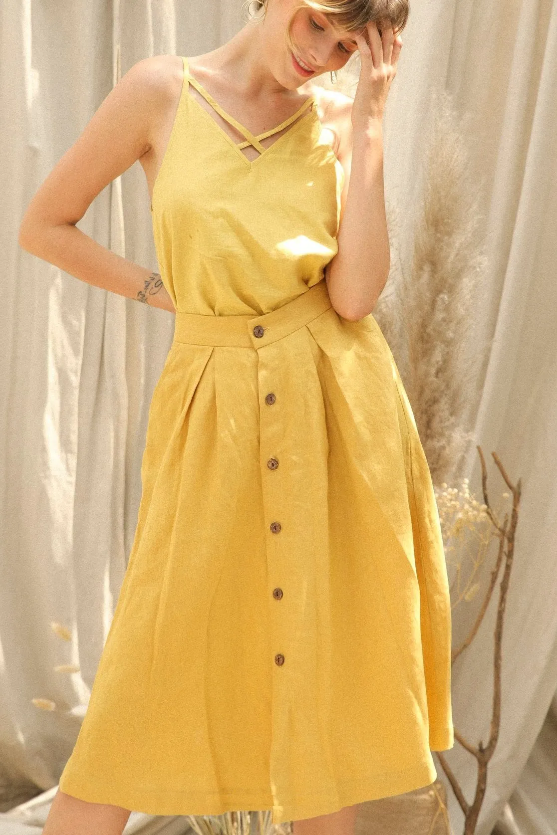 Leslie Linen Midi Skirt