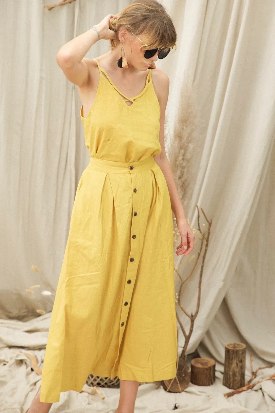 Leslie Linen Midi Skirt
