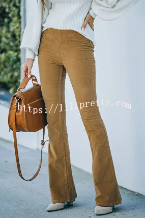 Lilipretty Gwen Elastic Waist Bell Bottom Corduroy Pants