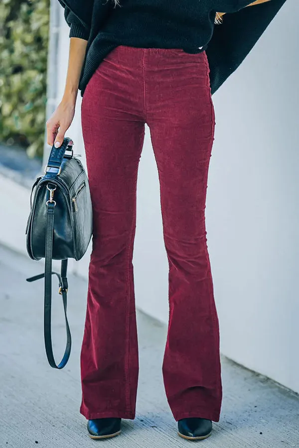 Lilipretty Gwen Elastic Waist Bell Bottom Corduroy Pants