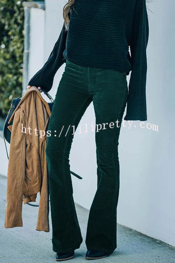 Lilipretty Gwen Elastic Waist Bell Bottom Corduroy Pants