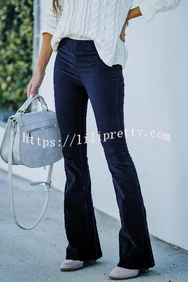 Lilipretty Gwen Elastic Waist Bell Bottom Corduroy Pants
