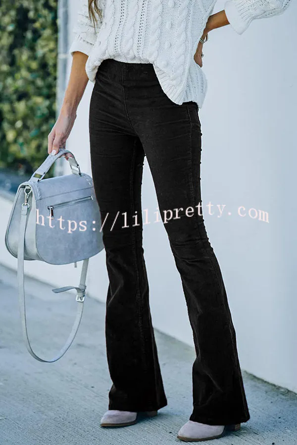 Lilipretty Gwen Elastic Waist Bell Bottom Corduroy Pants