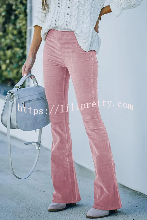Lilipretty Gwen Elastic Waist Bell Bottom Corduroy Pants