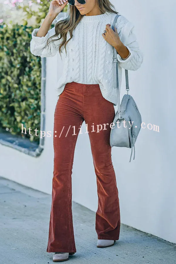 Lilipretty Gwen Elastic Waist Bell Bottom Corduroy Pants