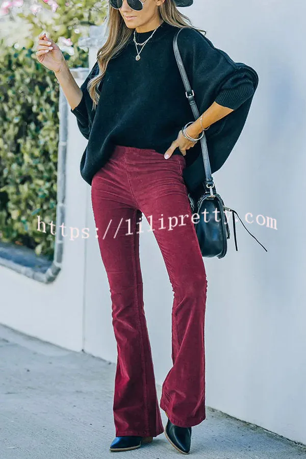 Lilipretty Gwen Elastic Waist Bell Bottom Corduroy Pants