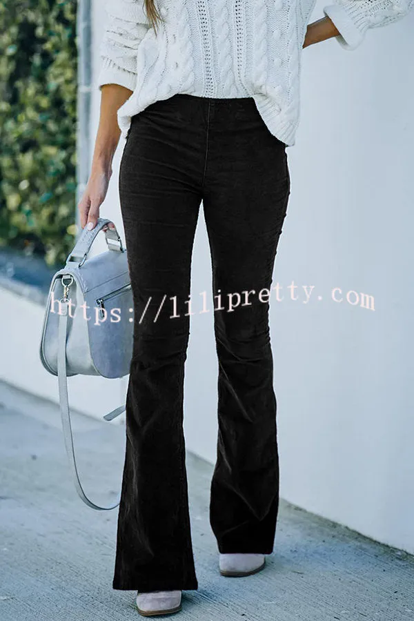 Lilipretty Gwen Elastic Waist Bell Bottom Corduroy Pants