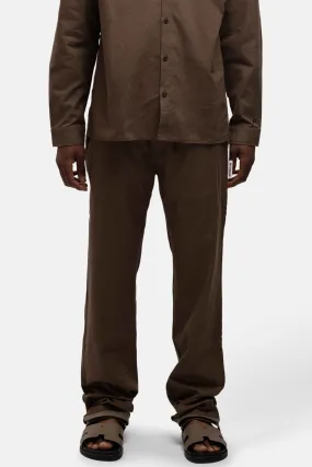 LINEN STRAIGHT LEG PANTS BROWN