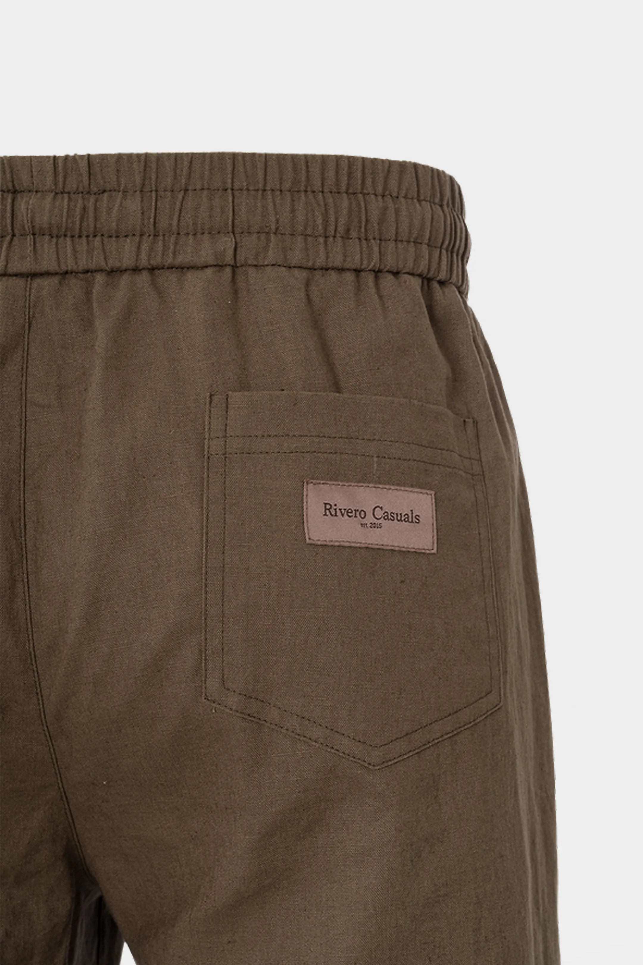 LINEN STRAIGHT LEG PANTS BROWN