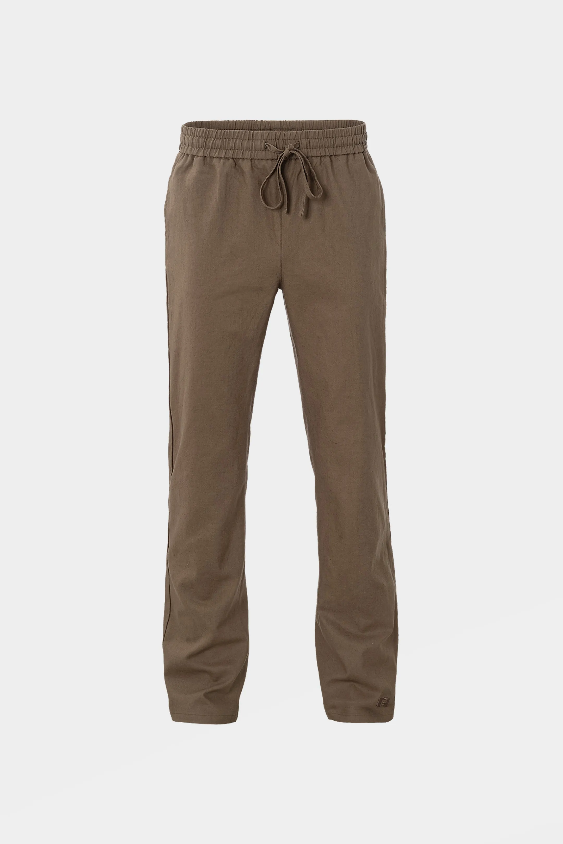 LINEN STRAIGHT LEG PANTS BROWN