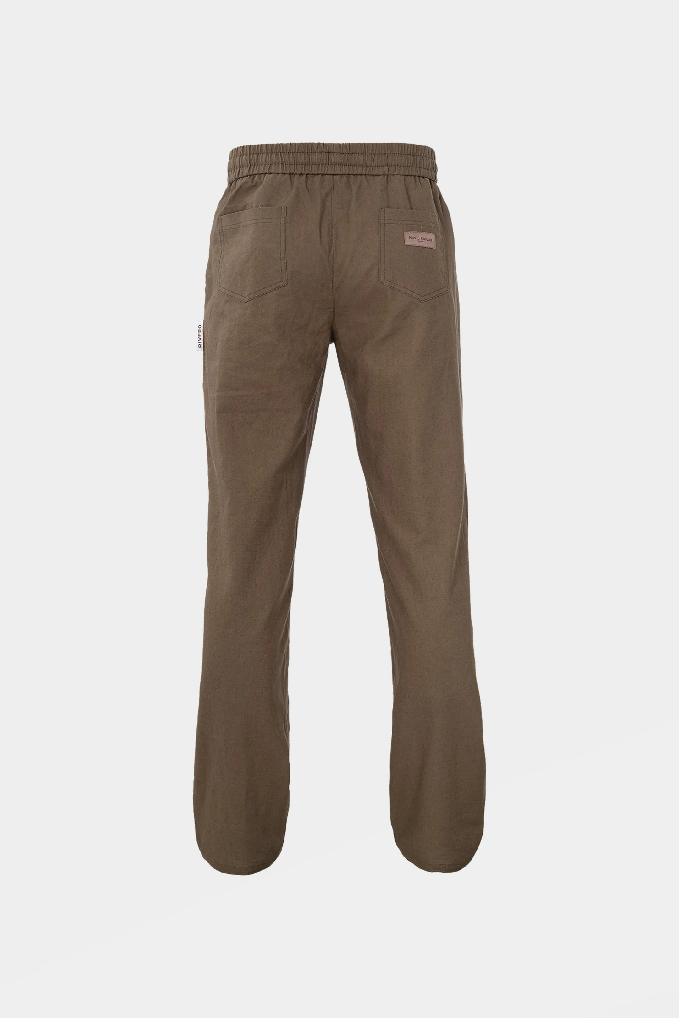 LINEN STRAIGHT LEG PANTS BROWN