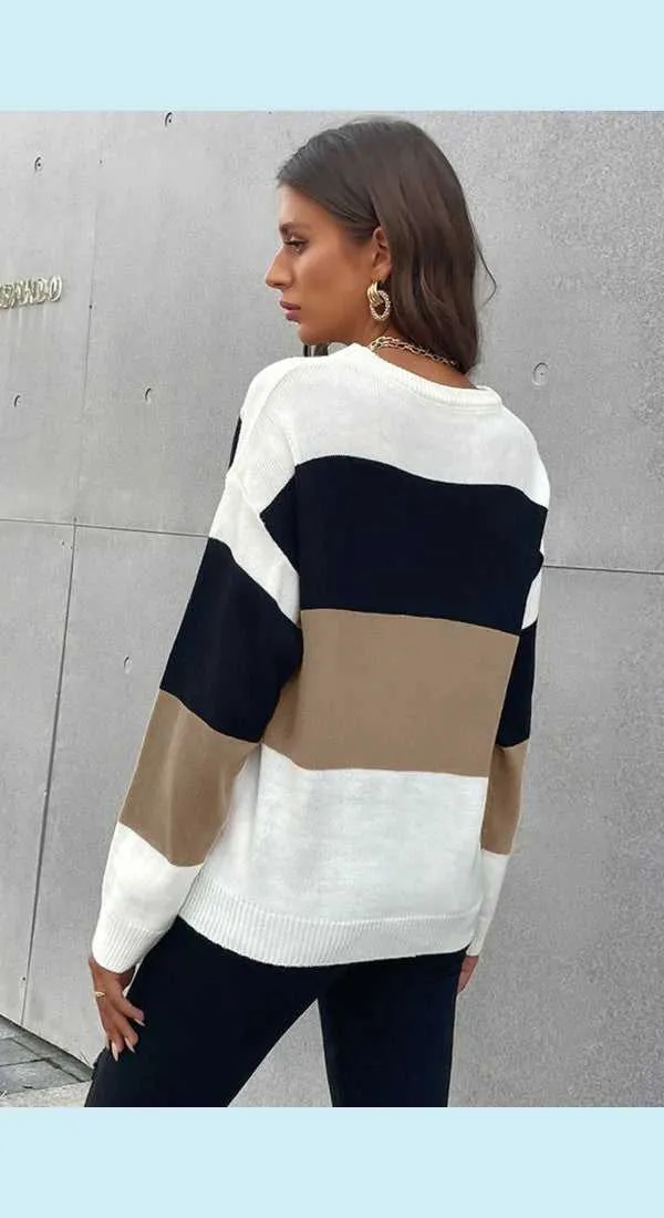 Longing For Fall Stylish Color Block Sweater