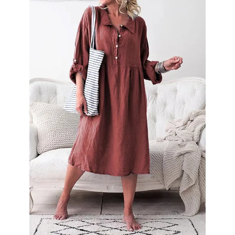 Loose button midi dress