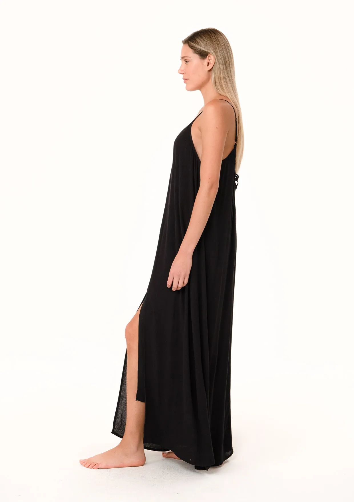 Loose Fit Spaghetti Strap V Neck Maxi Dress