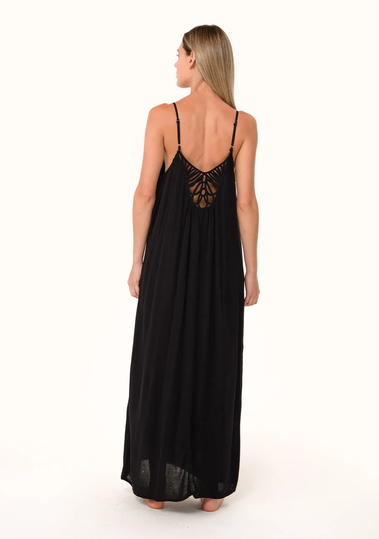 Loose Fit Spaghetti Strap V Neck Maxi Dress