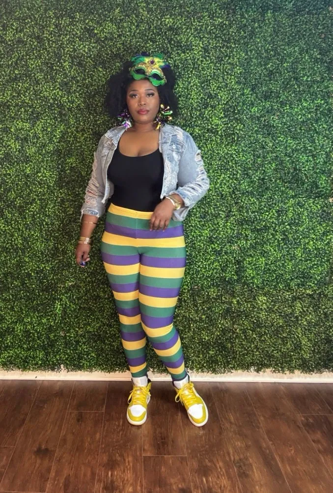 MARDI GRAS STRIPED LEGGINGS