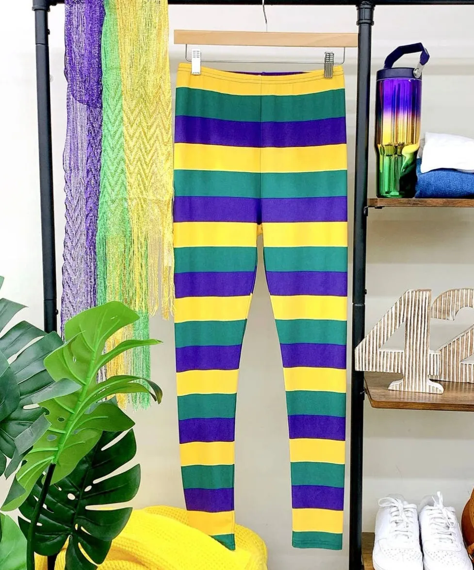 MARDI GRAS STRIPED LEGGINGS