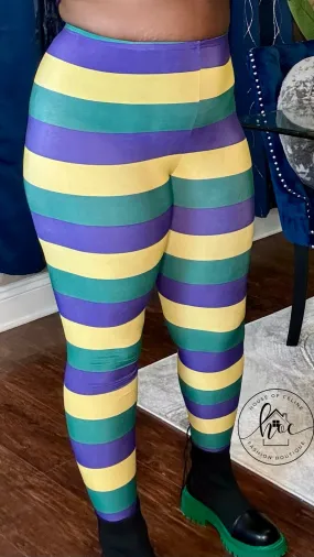 MARDI GRAS STRIPED LEGGINGS