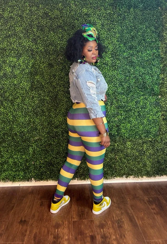 MARDI GRAS STRIPED LEGGINGS