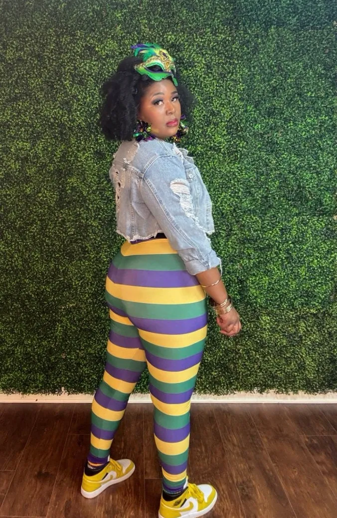 MARDI GRAS STRIPED LEGGINGS