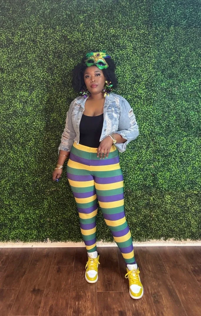 MARDI GRAS STRIPED LEGGINGS