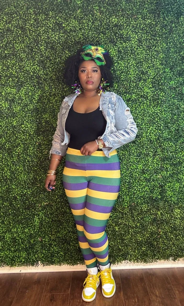 MARDI GRAS STRIPED LEGGINGS