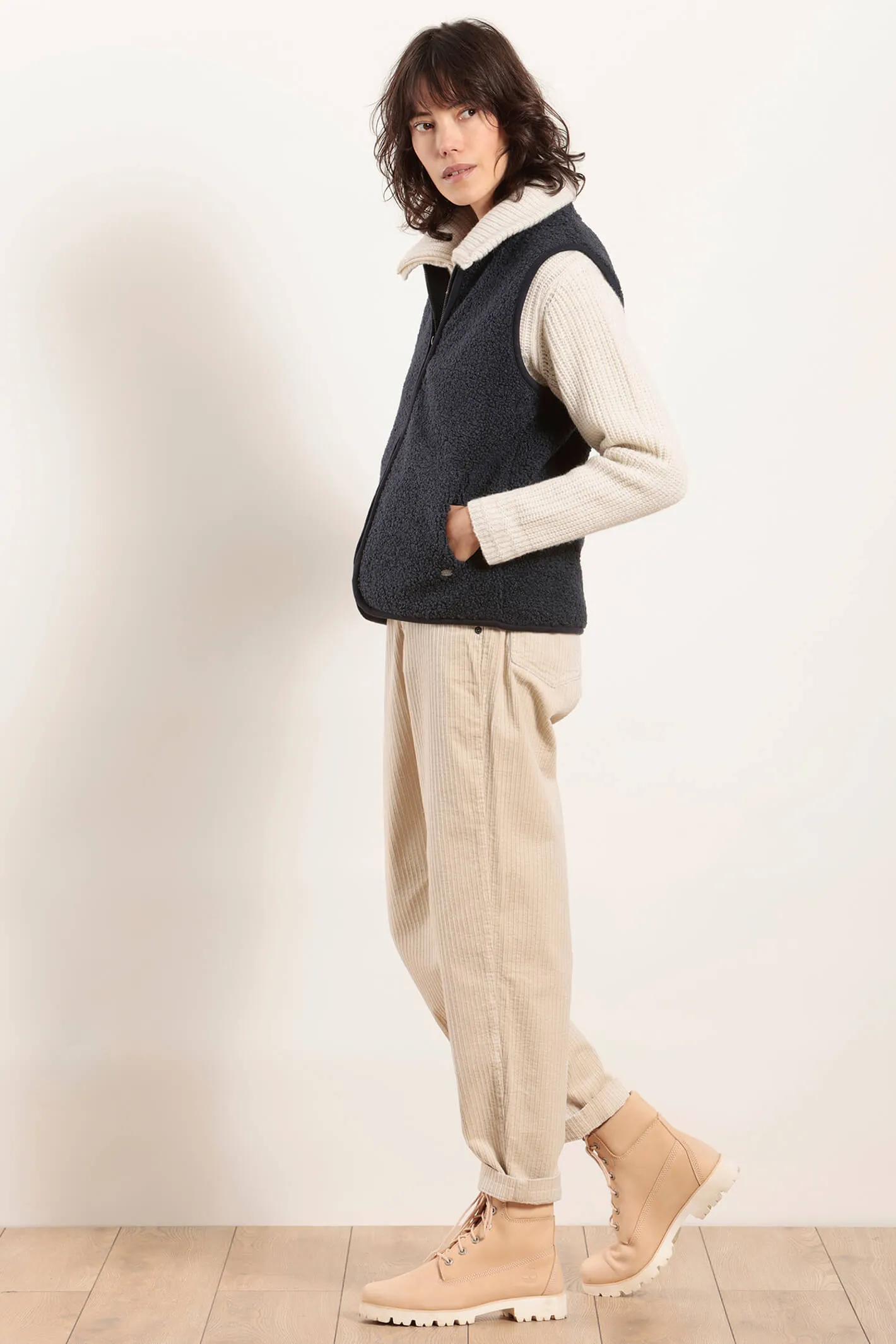 Mat De Misaine Gruissan 613 Chardon Dark Navy Teddy Fleece Gilet