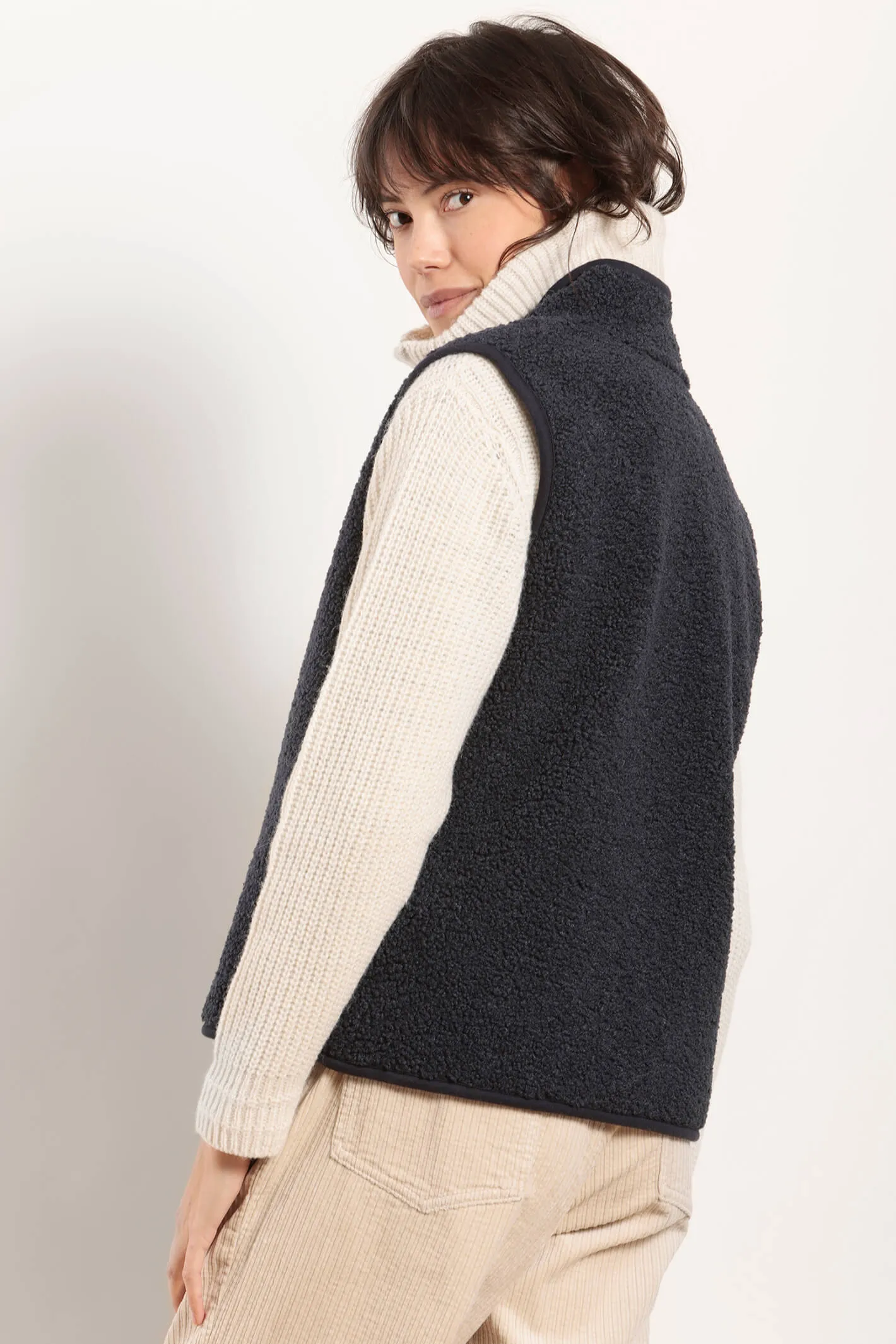 Mat De Misaine Gruissan 613 Chardon Dark Navy Teddy Fleece Gilet