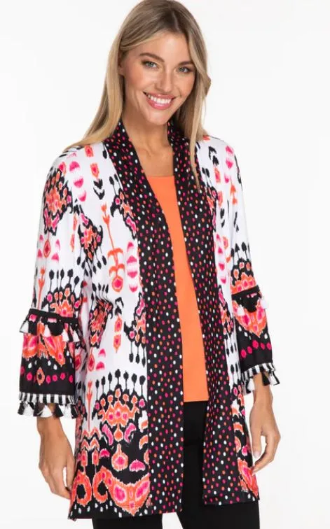 Multi Color Flounce Sleeve Jacket