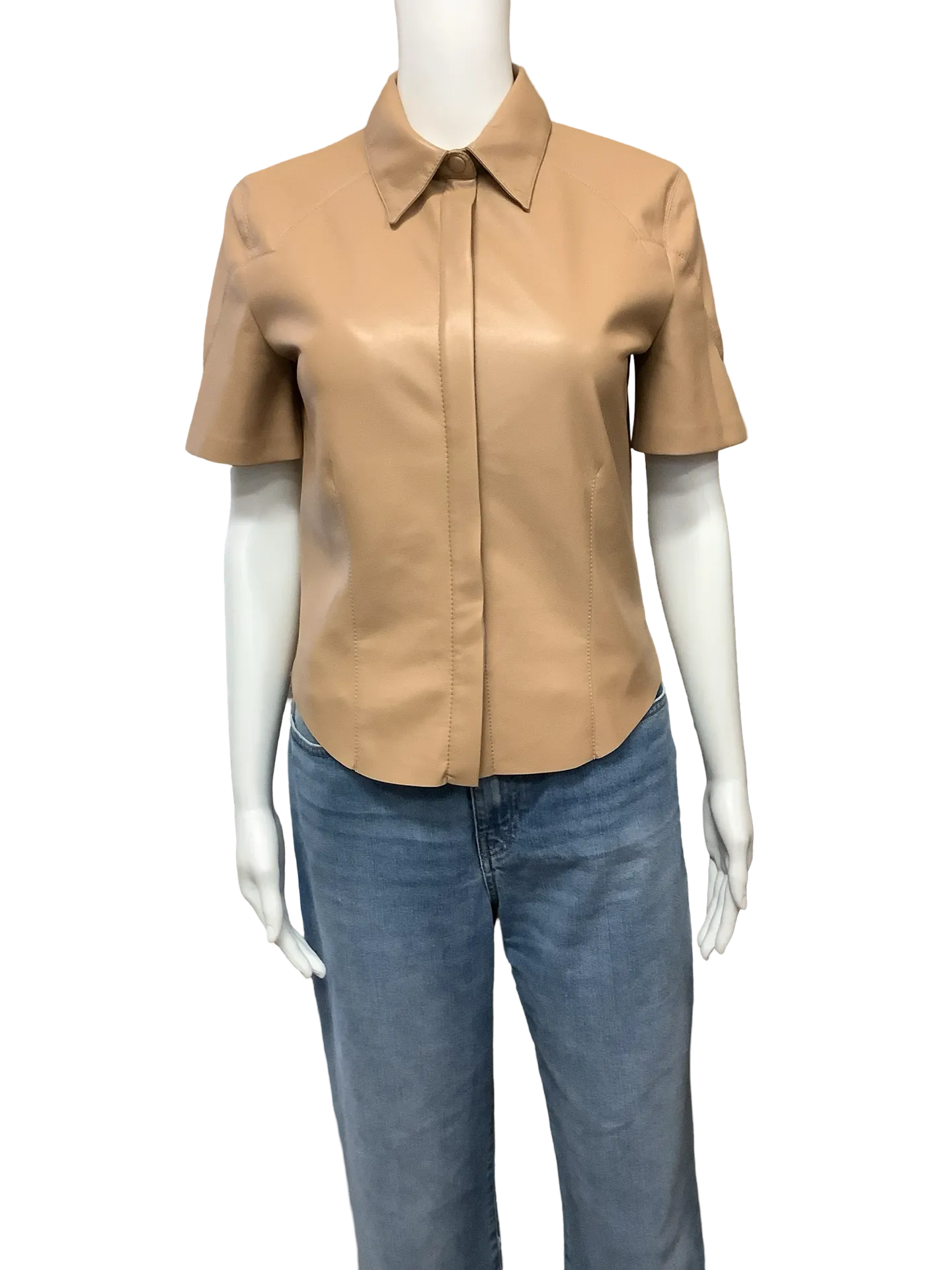 Nanushka Shirt Short Sleeve Vegan Leather Size: S