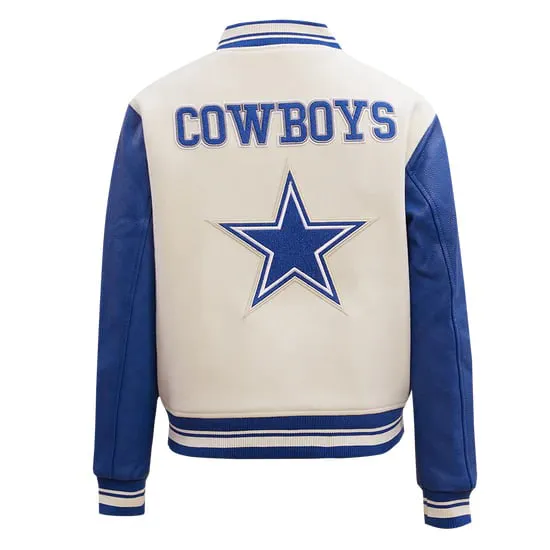 NFL DALLAS COWBOYS RETRO CLASSIC RIBBED WOOL VARSITY JACKET | NFL LEATHER JACKET