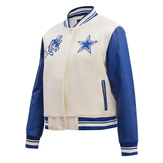 NFL DALLAS COWBOYS RETRO CLASSIC RIBBED WOOL VARSITY JACKET | NFL LEATHER JACKET