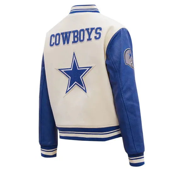 NFL DALLAS COWBOYS RETRO CLASSIC RIBBED WOOL VARSITY JACKET | NFL LEATHER JACKET