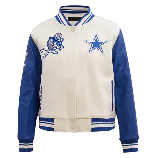 NFL DALLAS COWBOYS RETRO CLASSIC RIBBED WOOL VARSITY JACKET | NFL LEATHER JACKET