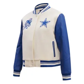 NFL DALLAS COWBOYS RETRO CLASSIC RIBBED WOOL VARSITY JACKET | NFL LEATHER JACKET
