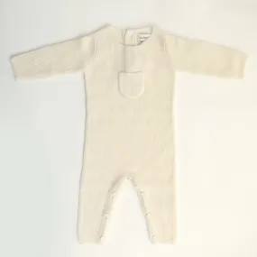 Off White Knit  Onesie 3 Pc Set
