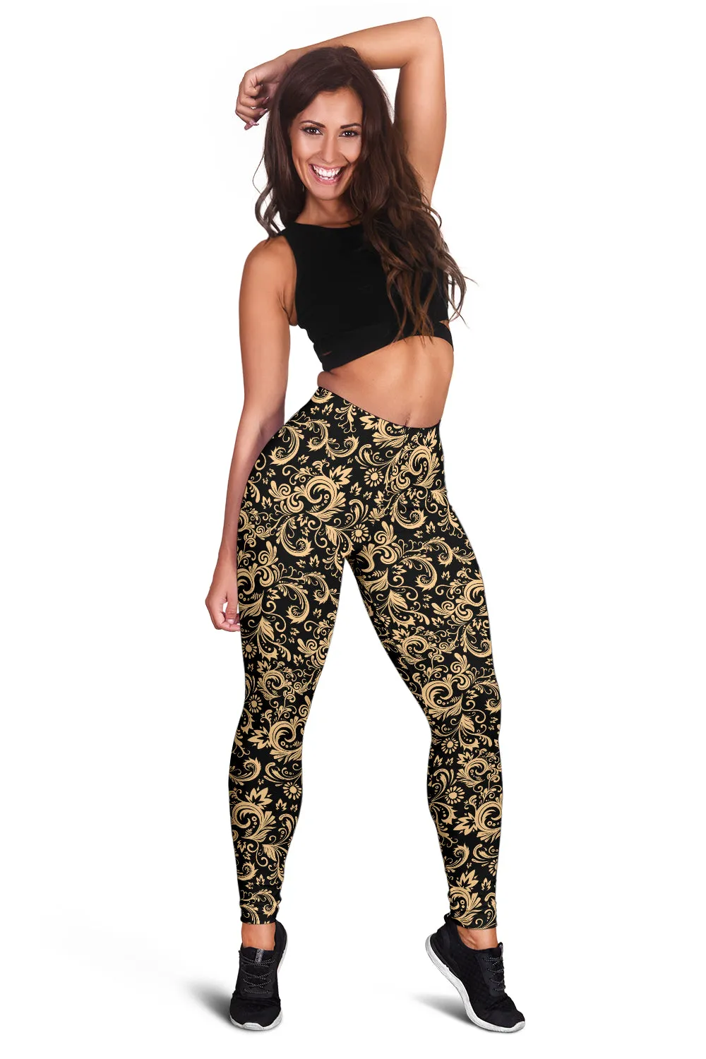 Oriental Floral Pattern - Onyx | Leggings | Mandalazed