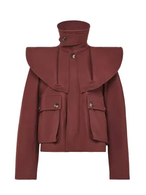 Oversized Collar Cropped Trench Jacket (Rust)