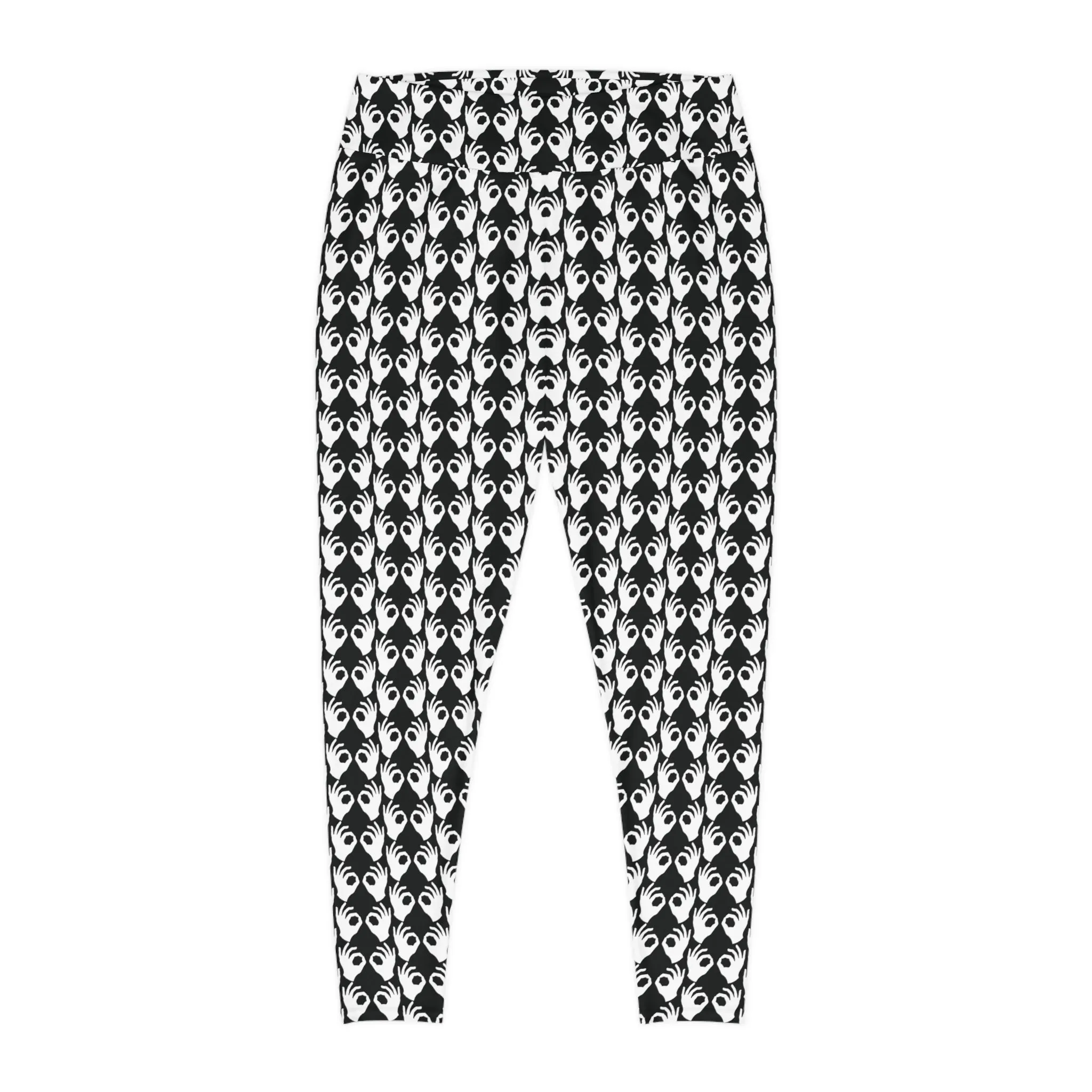 Plus Size Leggings - Black/White Griddy