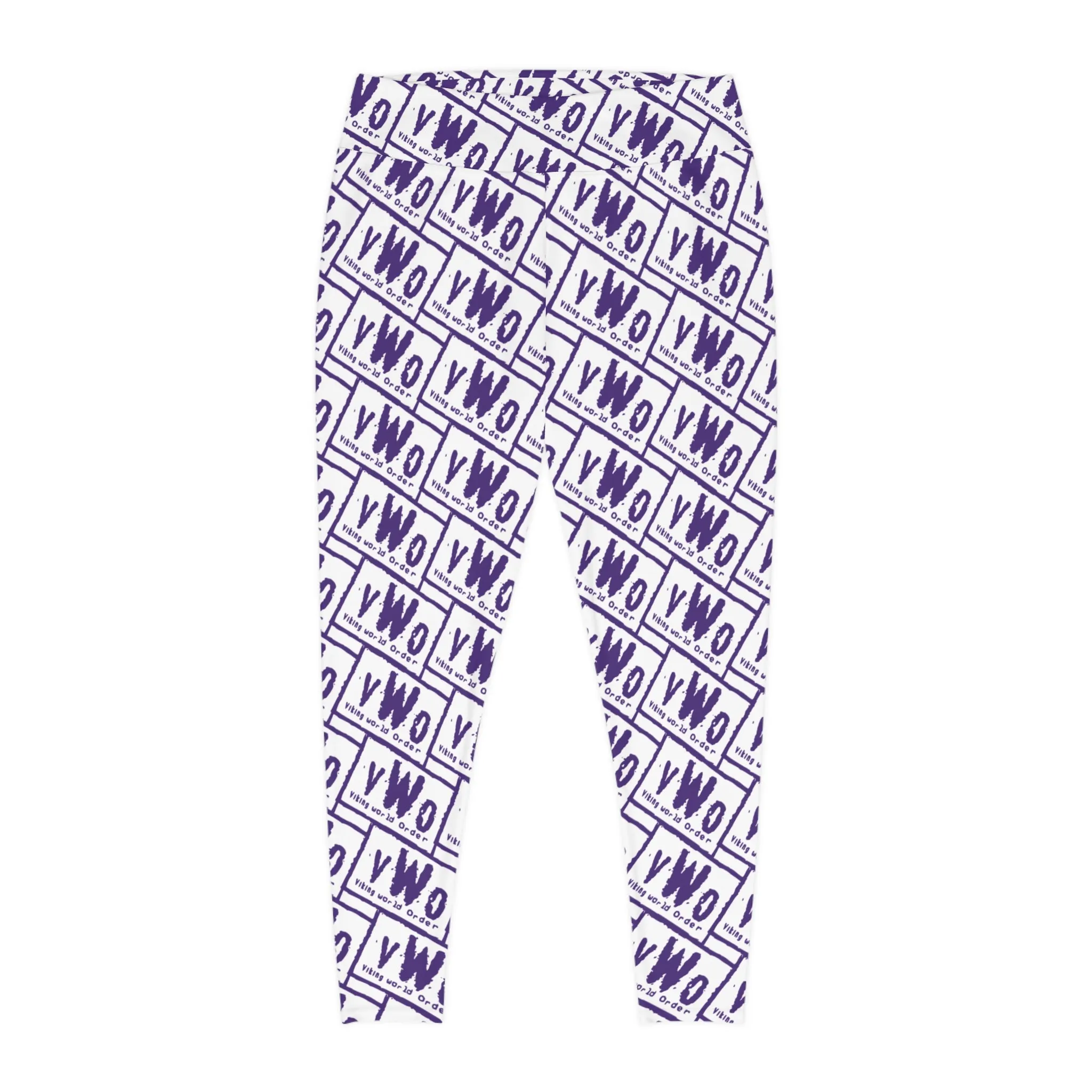 Plus Size Leggings - White/Purple - VWO