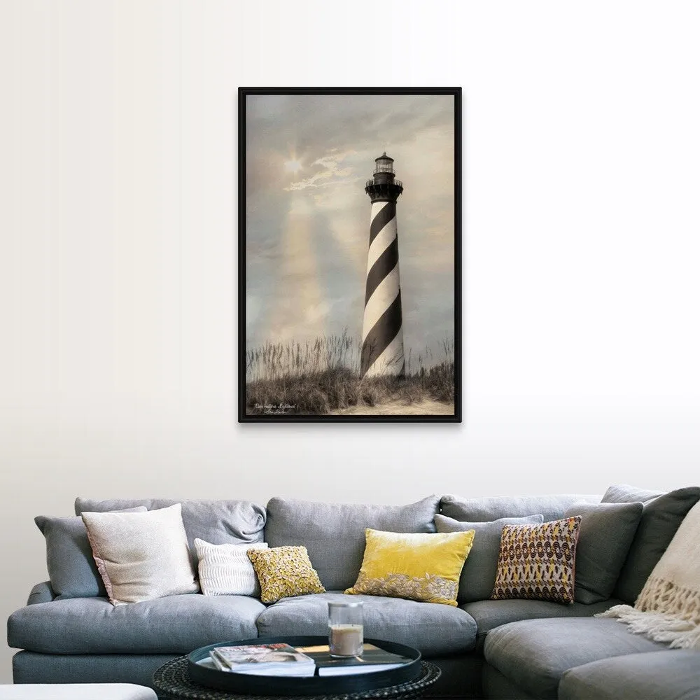 "Cape Hatteras Lighthouse" Black Float Frame Canvas Art