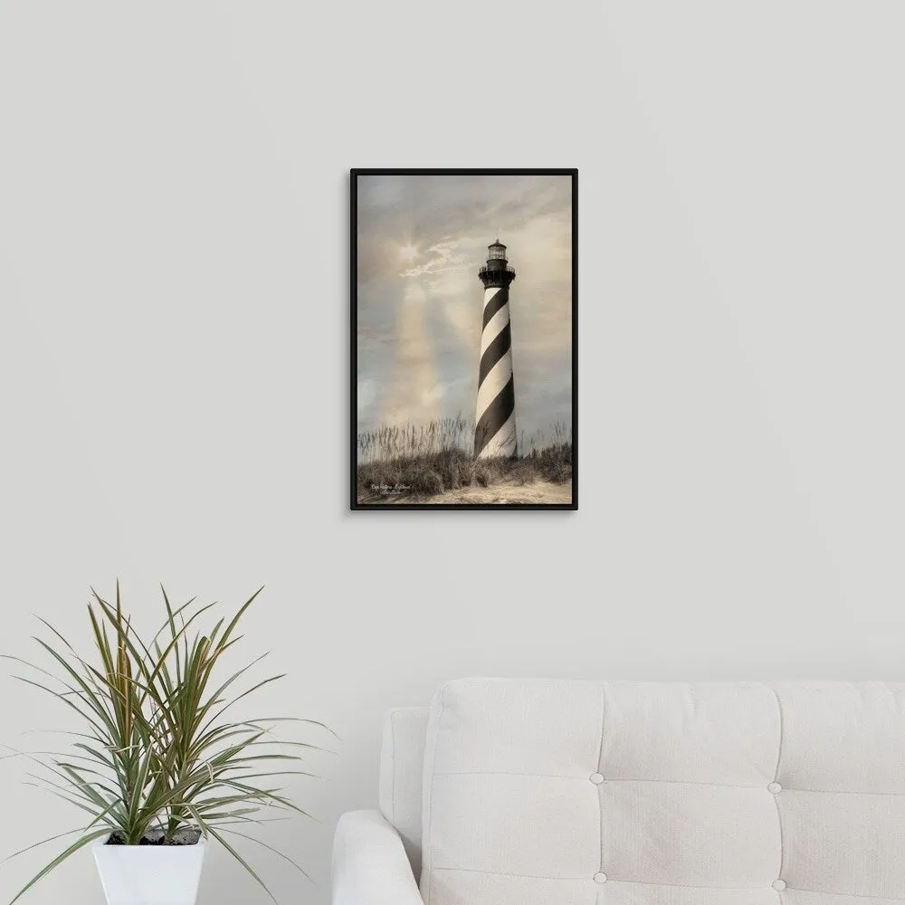 "Cape Hatteras Lighthouse" Black Float Frame Canvas Art