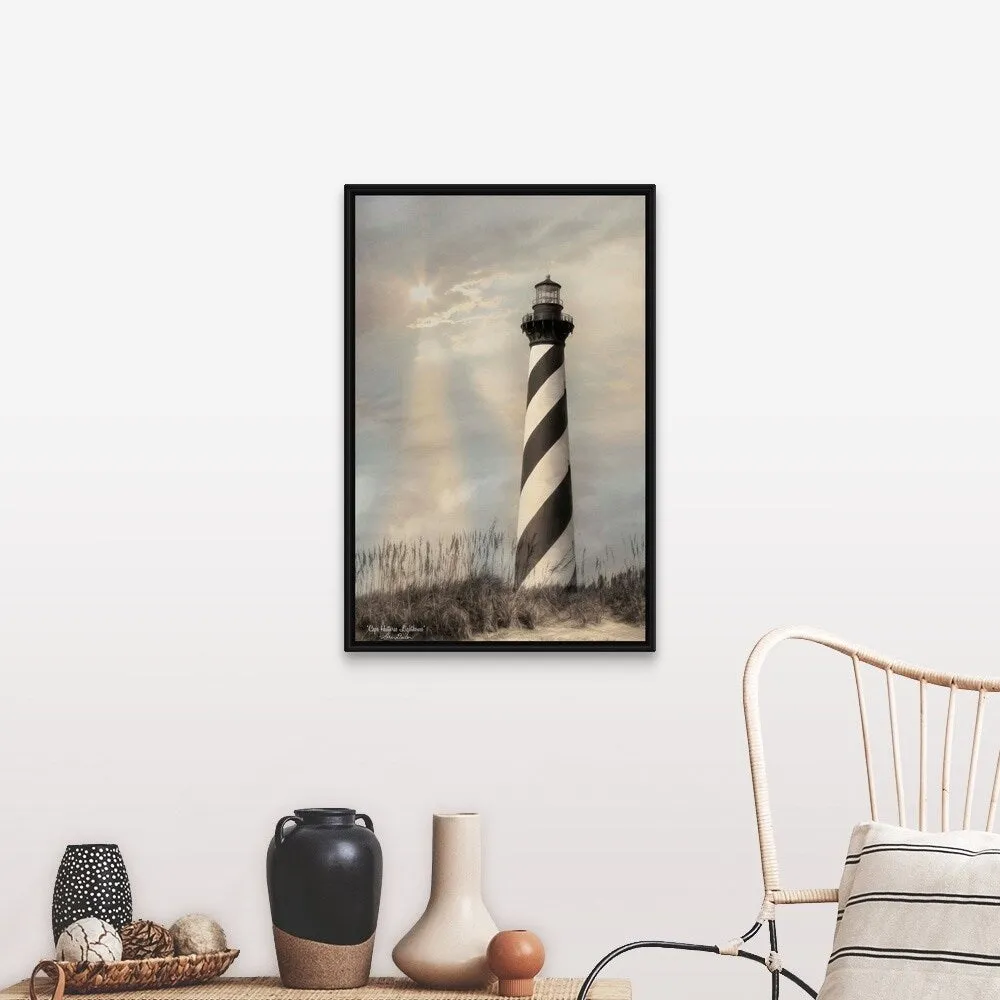 "Cape Hatteras Lighthouse" Black Float Frame Canvas Art