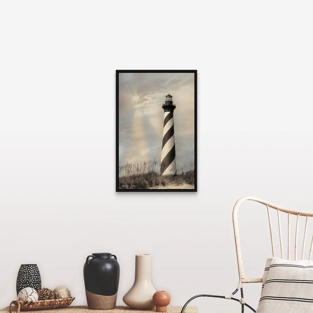"Cape Hatteras Lighthouse" Black Float Frame Canvas Art