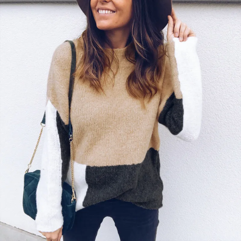 Round Neck Colorblock Top