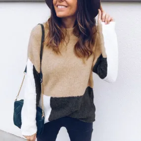 Round Neck Colorblock Top