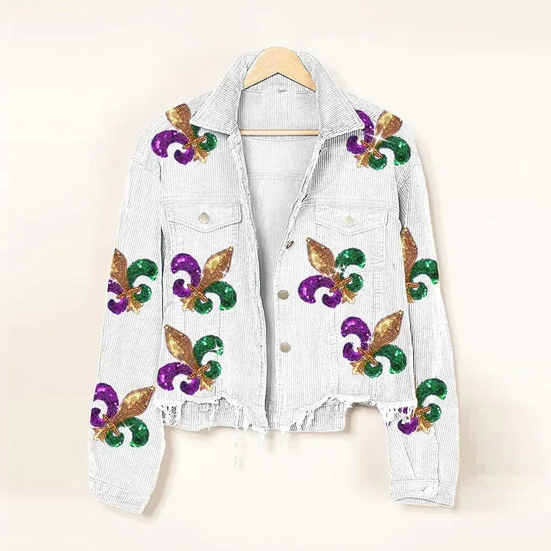 Royal Fleur Cropped Corduroy Jacket