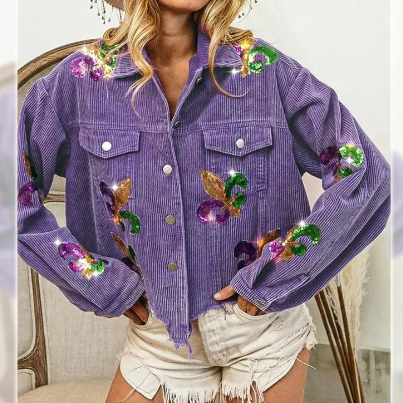 Royal Fleur Cropped Corduroy Jacket
