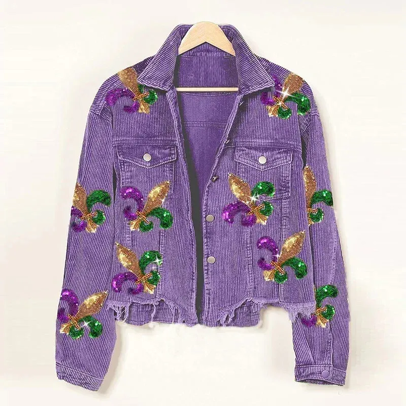 Royal Fleur Cropped Corduroy Jacket