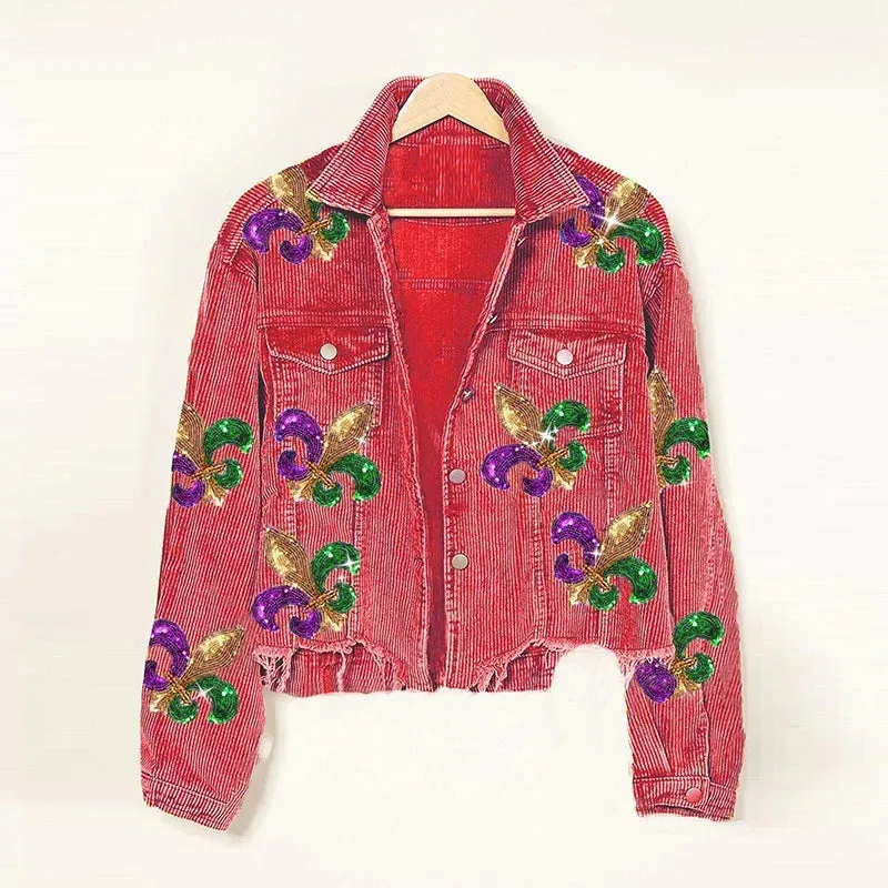 Royal Fleur Cropped Corduroy Jacket